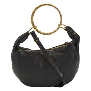 WALTER BAKER Leather Jane Small Hobo With Metal Ring Handle And Strap